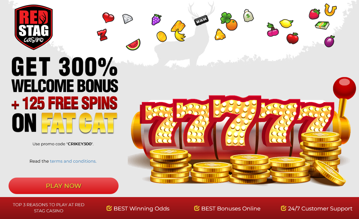 Red
                                            Stag AUD 300% + 125 Free
                                            Spins