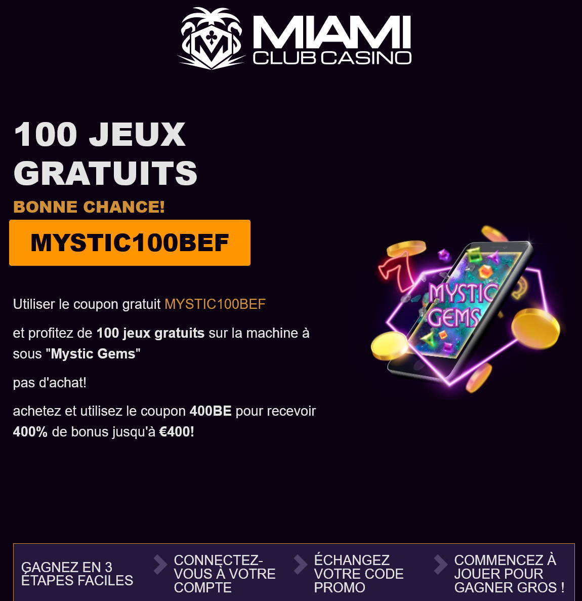 Miami Club Casino 100
                                          Free Spins